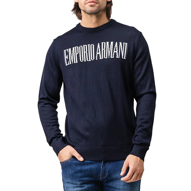 Мужской свитер с круглым вырезом Emporio Armani, Dark Blue — фото 3