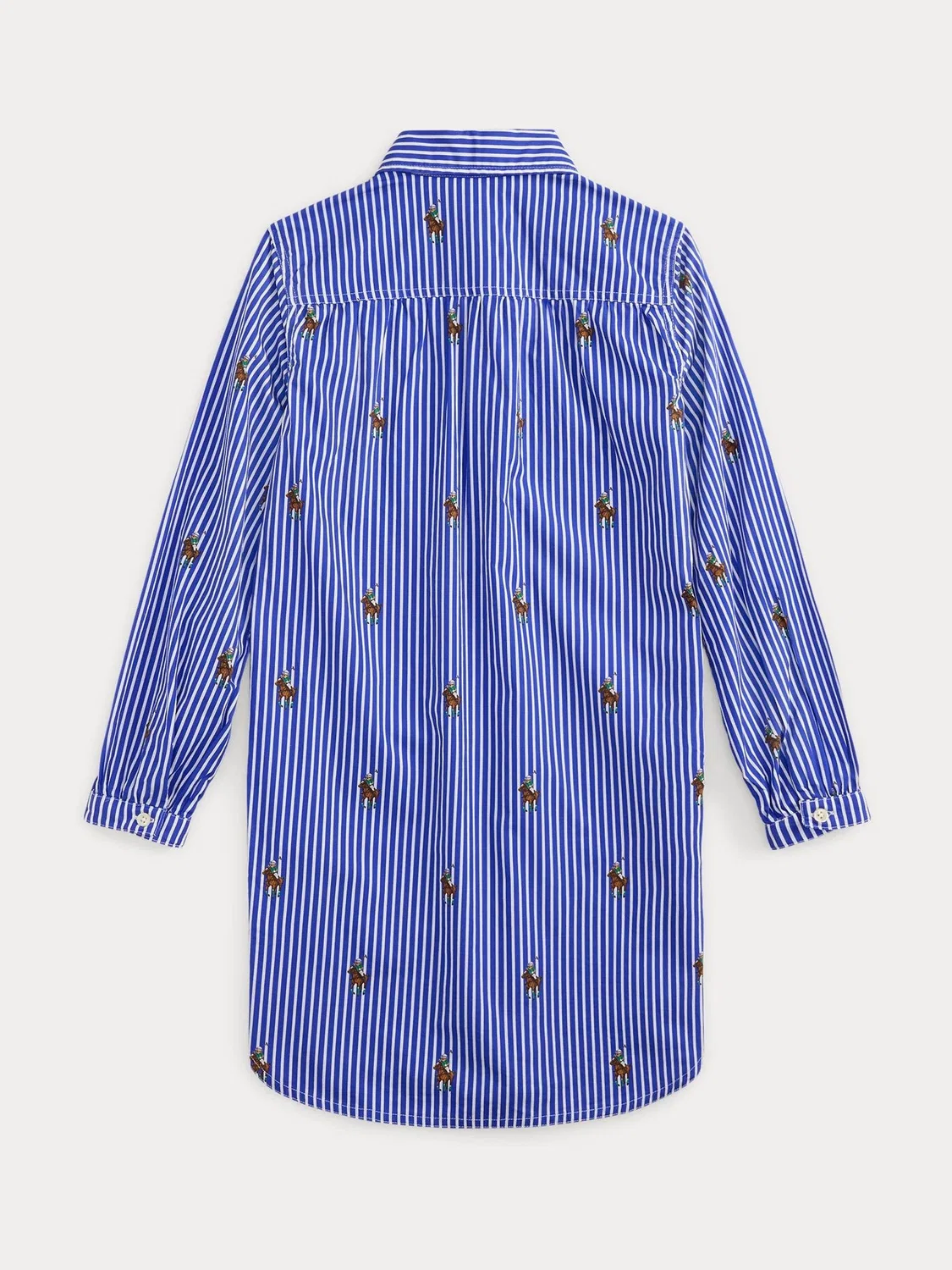 Платье-рубашка в полоску с пони Polo Ralph Lauren, синее — фото 2