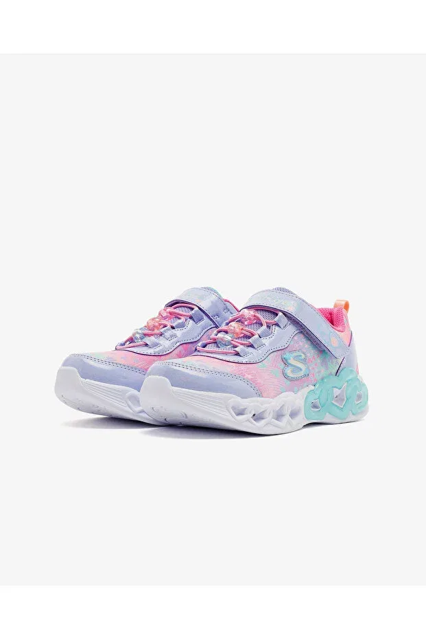 Детские кроссовки для девочек с принтом Infinite Heart Lights - Heart Jewels Skechers, Purple — фото 3