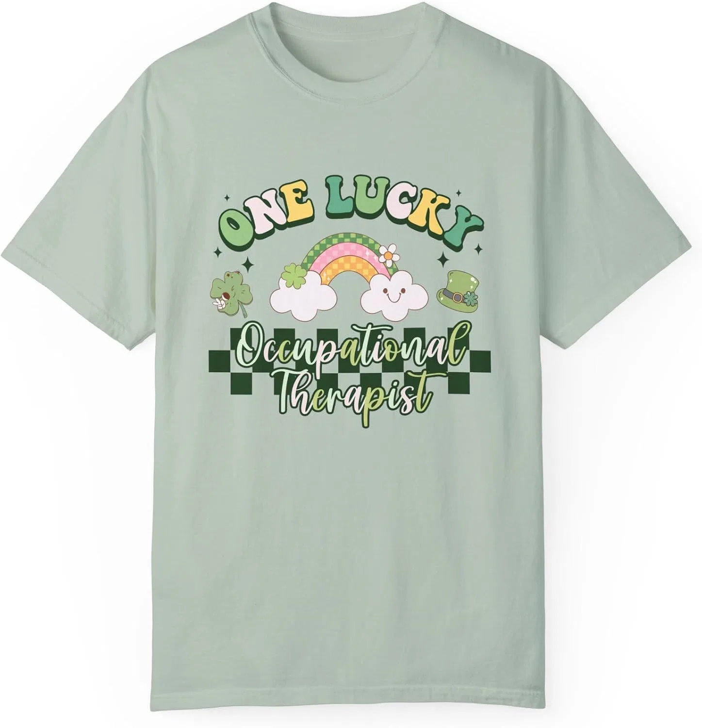 Женская футболка с клетчатым принтом One Lucky Occupational Therapist Comfort Colors, Bay