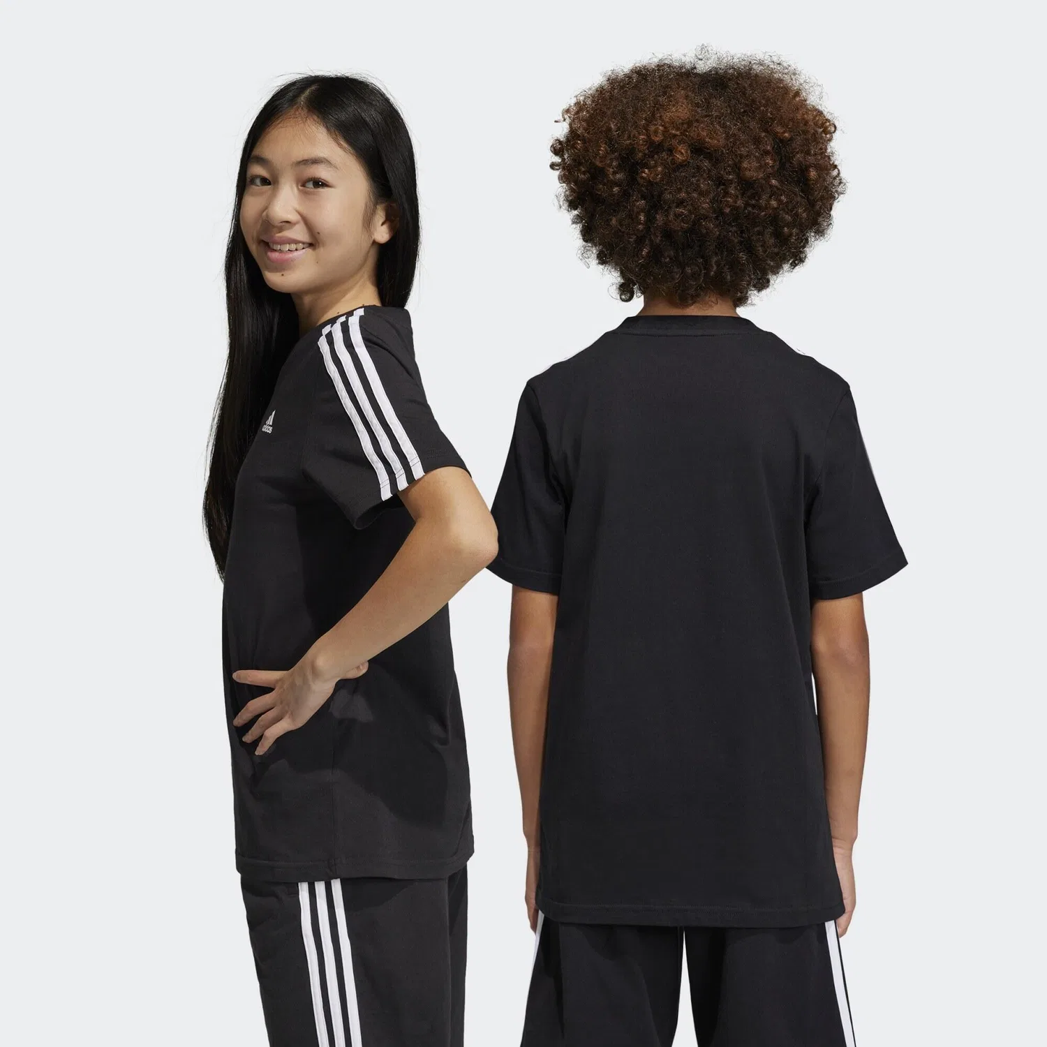 Детская футболка с длинным рукавом Essentials 3-Streifen Adidas, Schwarz Weiss — фото 3