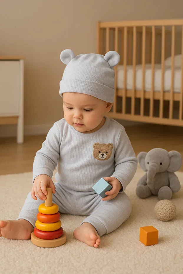 Детский комплект боди с длинным рукавом Anne Dokunuşu Gibi Kuzum Bebe, Gray — фото 3