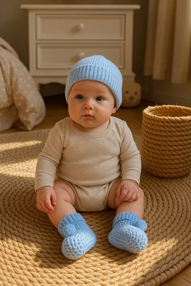 Детские пинетки для новорожденных с помпонами Dapwear'S Kids, Blue