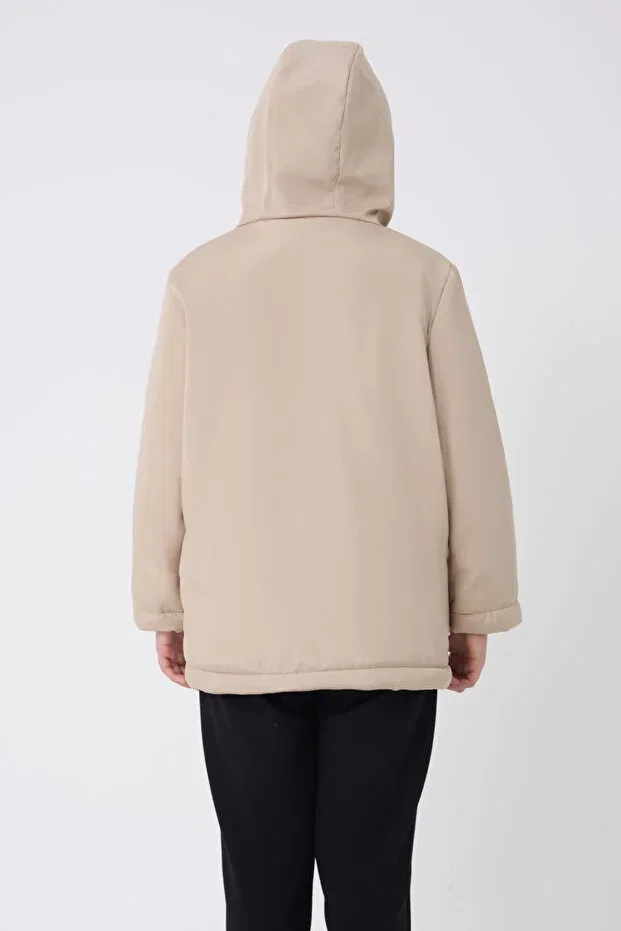 Детское для девочек пальто длинное с принтом Hooded Basics Royalside, Stone — фото 4