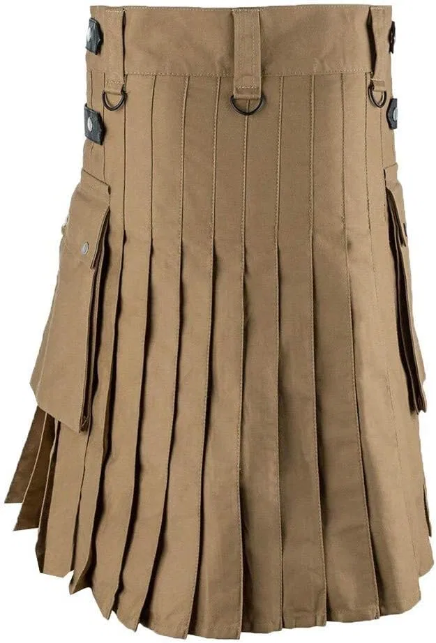 Мужские брюки-юбка Gothic Scottish Style с карманами, Kendo Inspired Design, хаки — фото 3