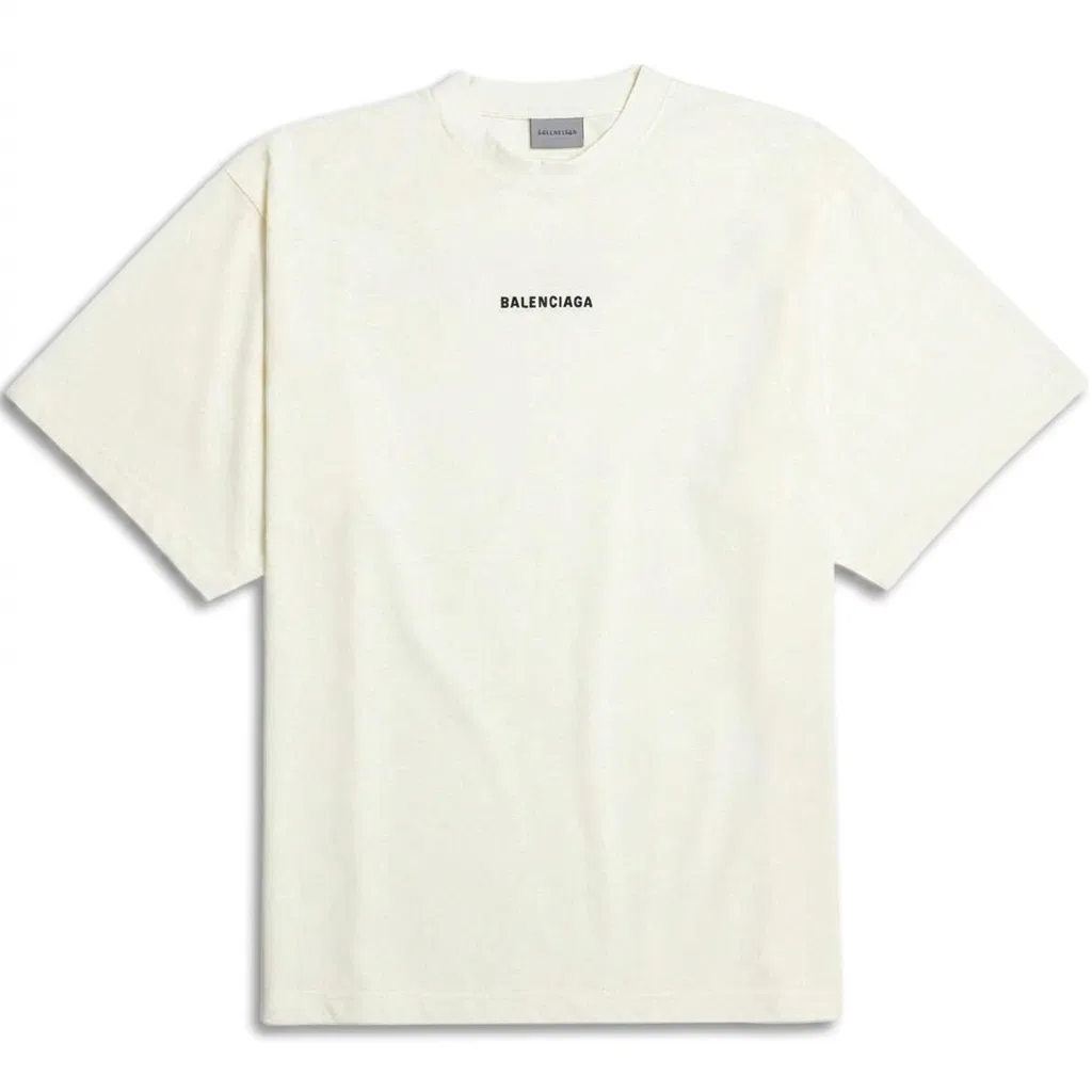 Футболка с круглым вырезом, свободного кроя, Beige, Balenciaga