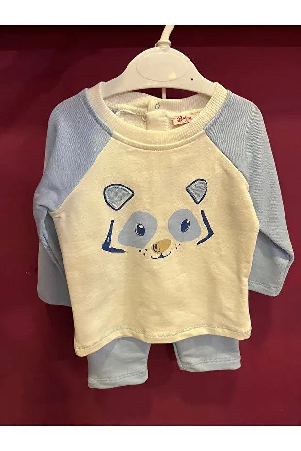 Детский комплект из свитшота и брюк с принтом Dog Face Embroidered Baby Pjs, Multicolor