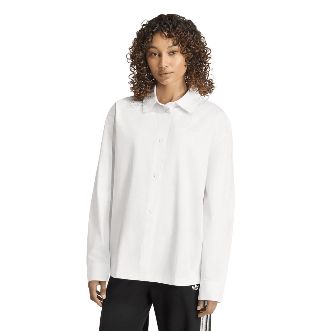 Женский лонгслив из хлопка 3 Stripes Long Sleeve T-Shirt Adidas, Cloud White