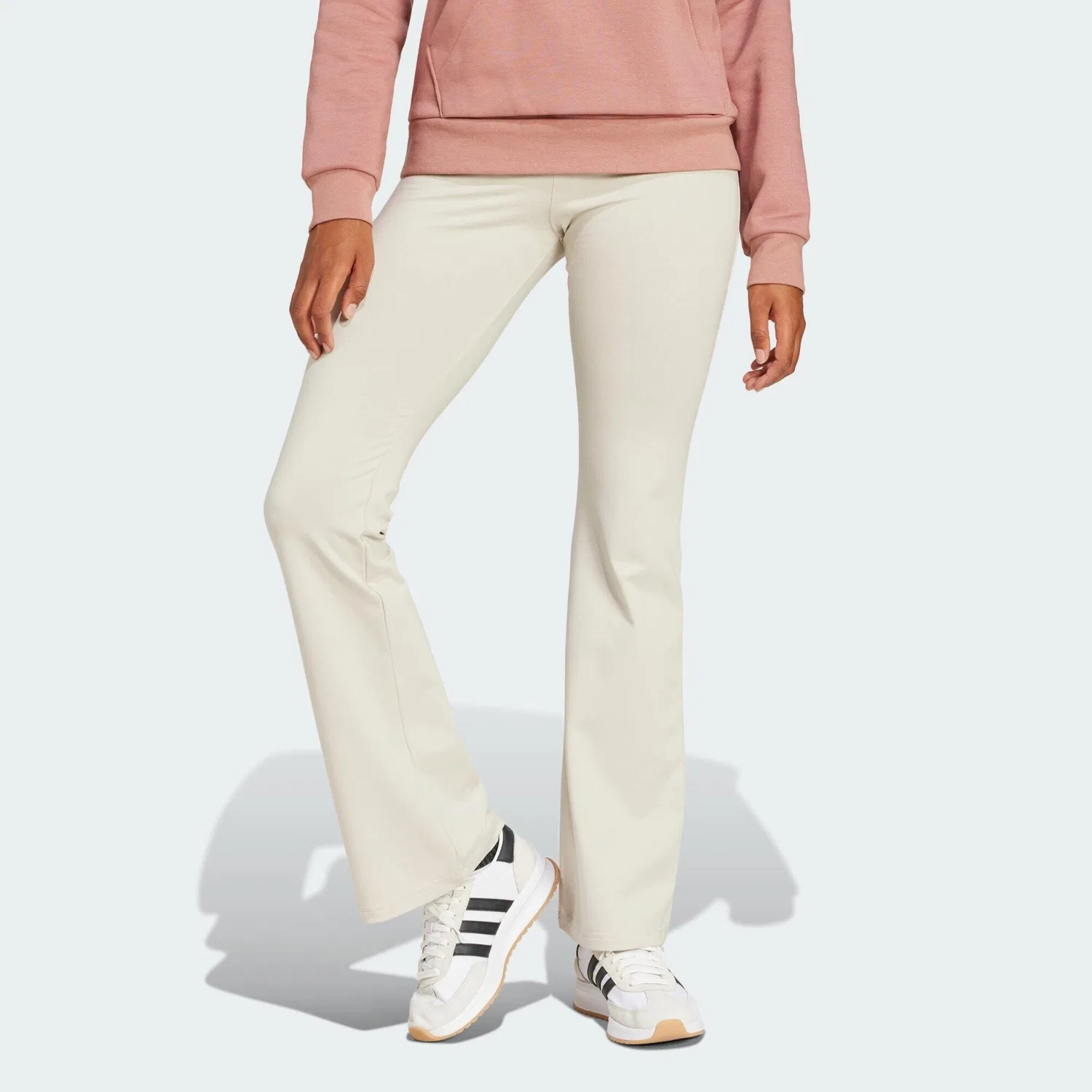 Женские леггинсы с расклешенным низом Essentials Small Logo Adidas, Beige Weiss