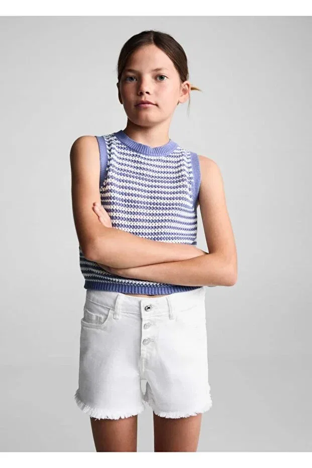Детские шорты для девочек джинсовые Mango Kids, White