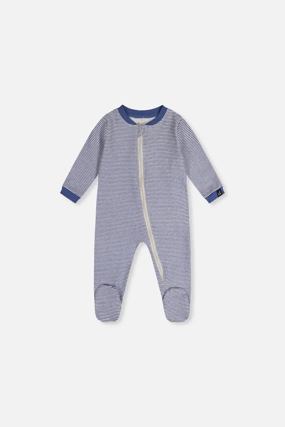 Детский боди-комбинезон для сна на молнии с закрытыми стопами Blue Printed Stripes Deux par Deux
