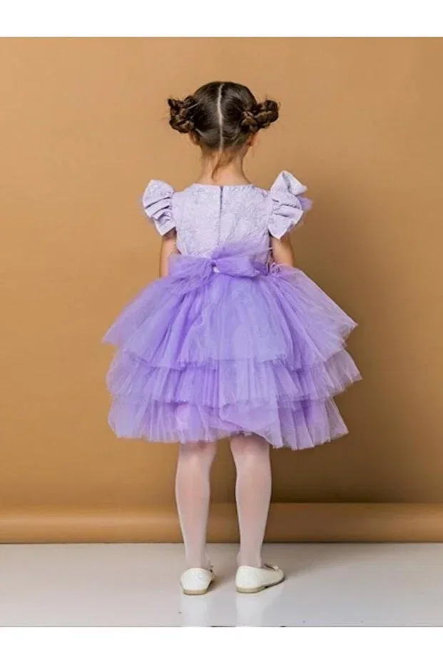 Детское платье для девочек с принтом Party Daisy, Purple — фото 2
