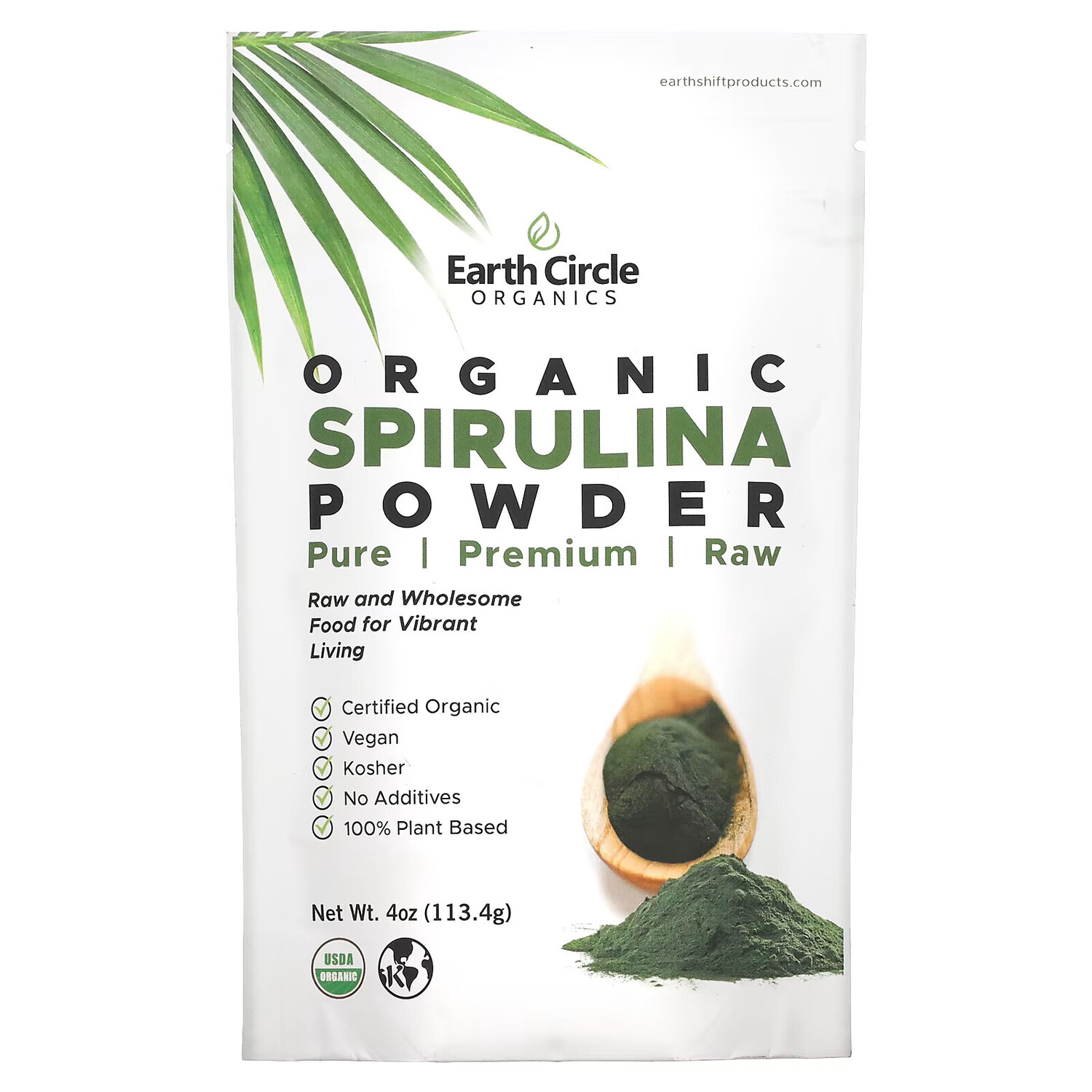 

Earth Circle Organics, Органический порошок из спирулины, 113 г (4 унции)