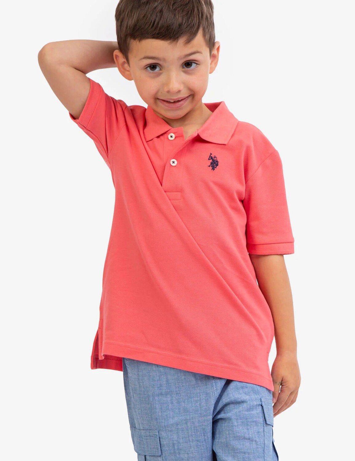 

Футболка поло U.S. Polo Assn. Boys Pique, коралловый