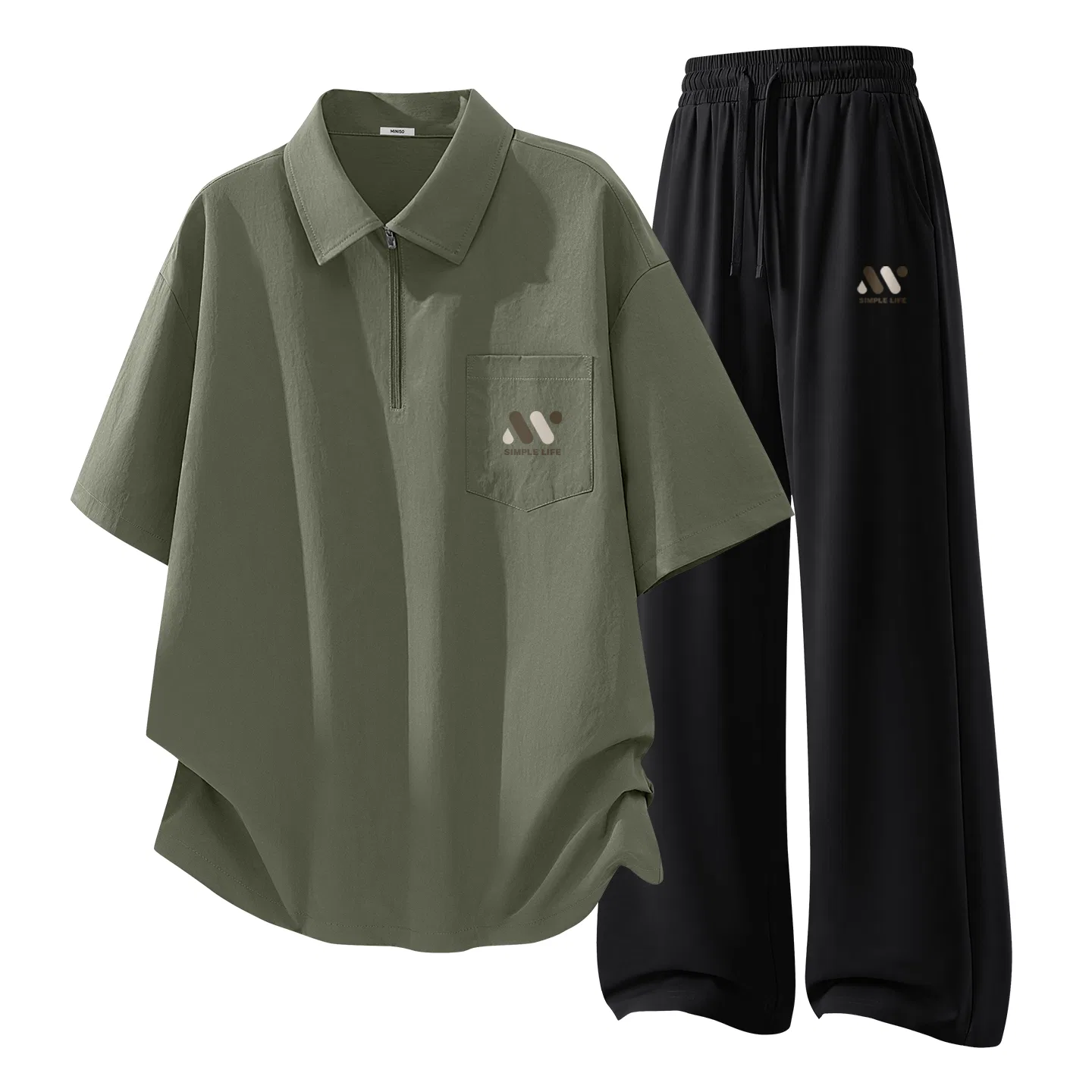 Комплект спортивной одежды Детский с принтом 2 Pack MINISO, Army Green и Black