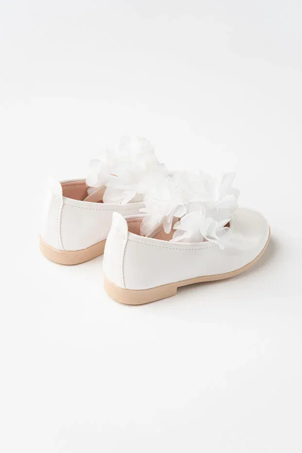 Детские балетки для девочек с цветочным декором Adria flower detailed Banamio, White — фото 2