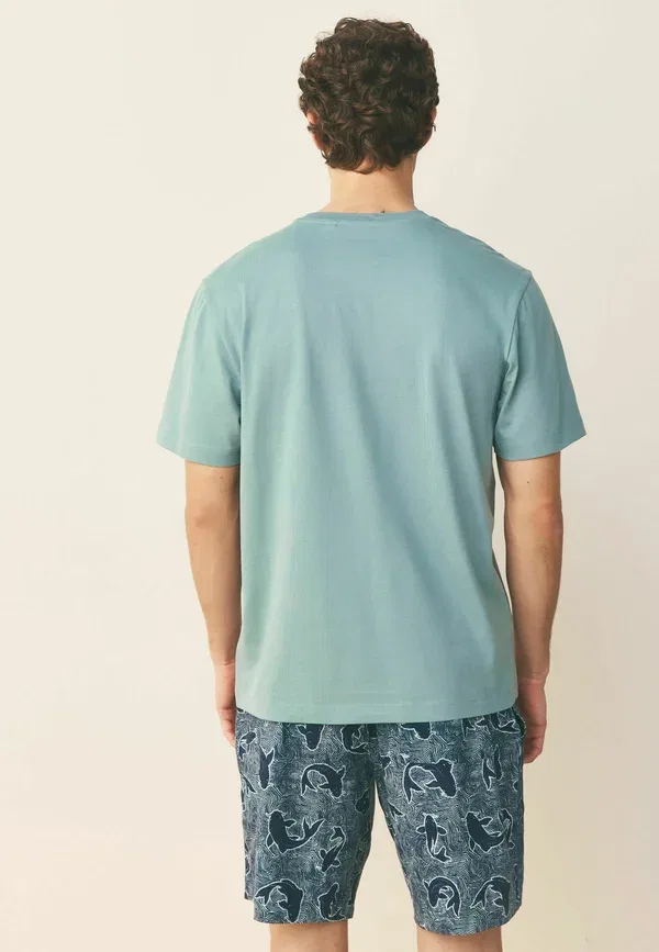 Пижамный комплект с принтом Regular fit, short sleeve koi printed, Next, синий — фото 2