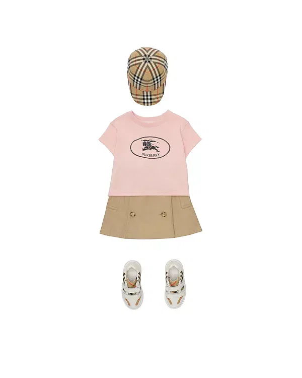 Детская футболка с принтом Knight Stamp Cotton T-Shirt Burberry, Bouquet Pink — фото 2