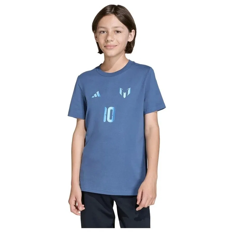 Детская футболка с длинным рукавом adidas Y MESSI N&N G T, Синий — фото 2