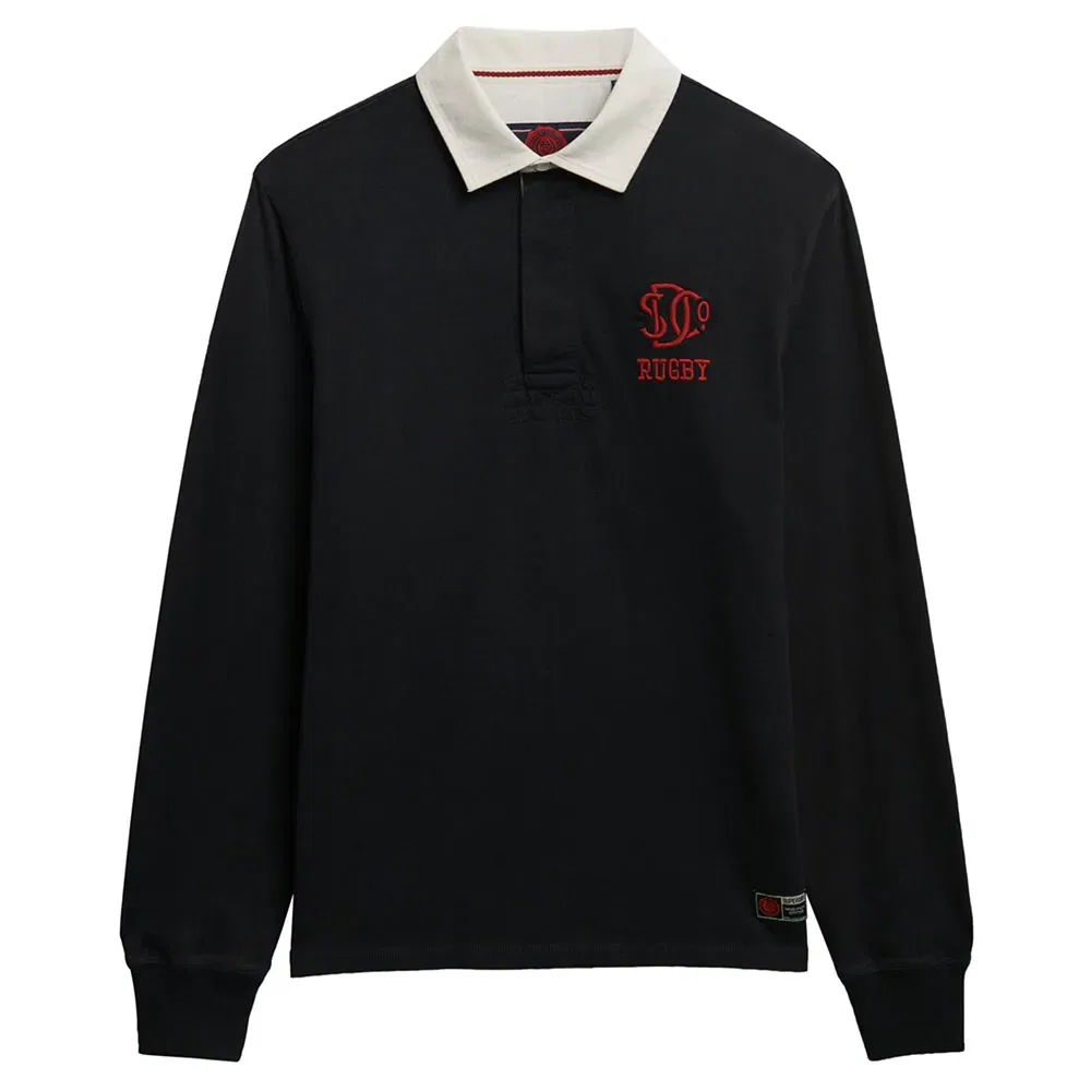 Поло с длинным рукавом Vintage Athletic Rugby Superdry, черный — фото 3
