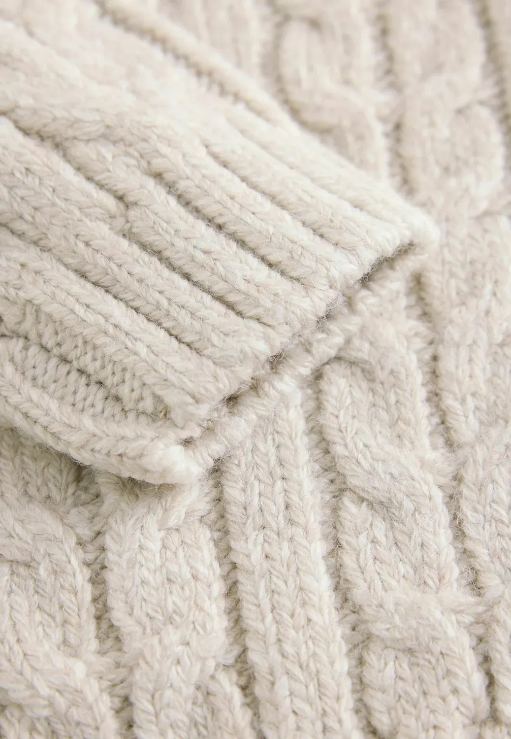 Свитер с круглым вырезом и косами Next, Neutral Cream — фото 3