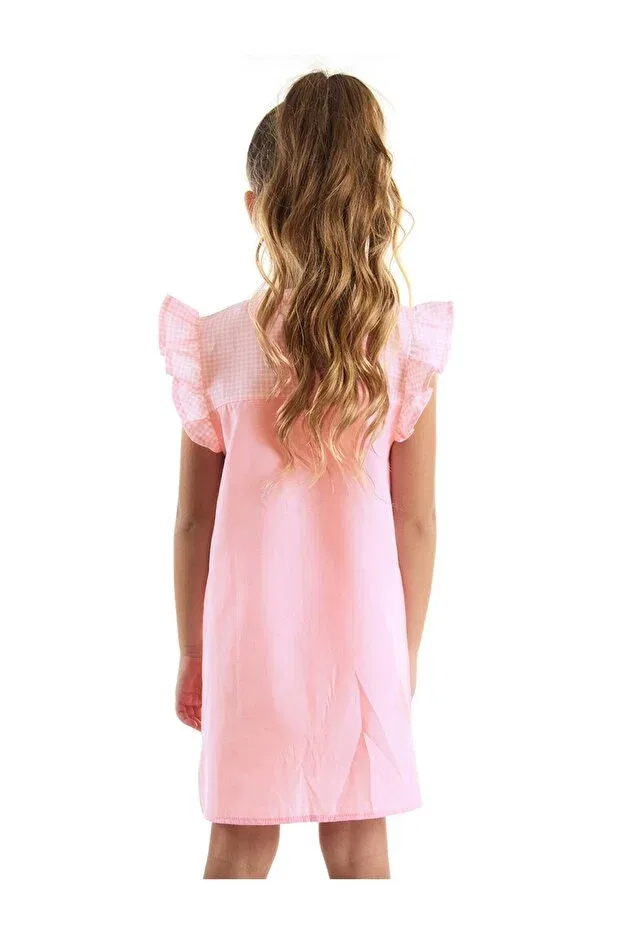 Детское платье для девочек с принтом Winged Unicorn Plaid Denokids, Pink — фото 3