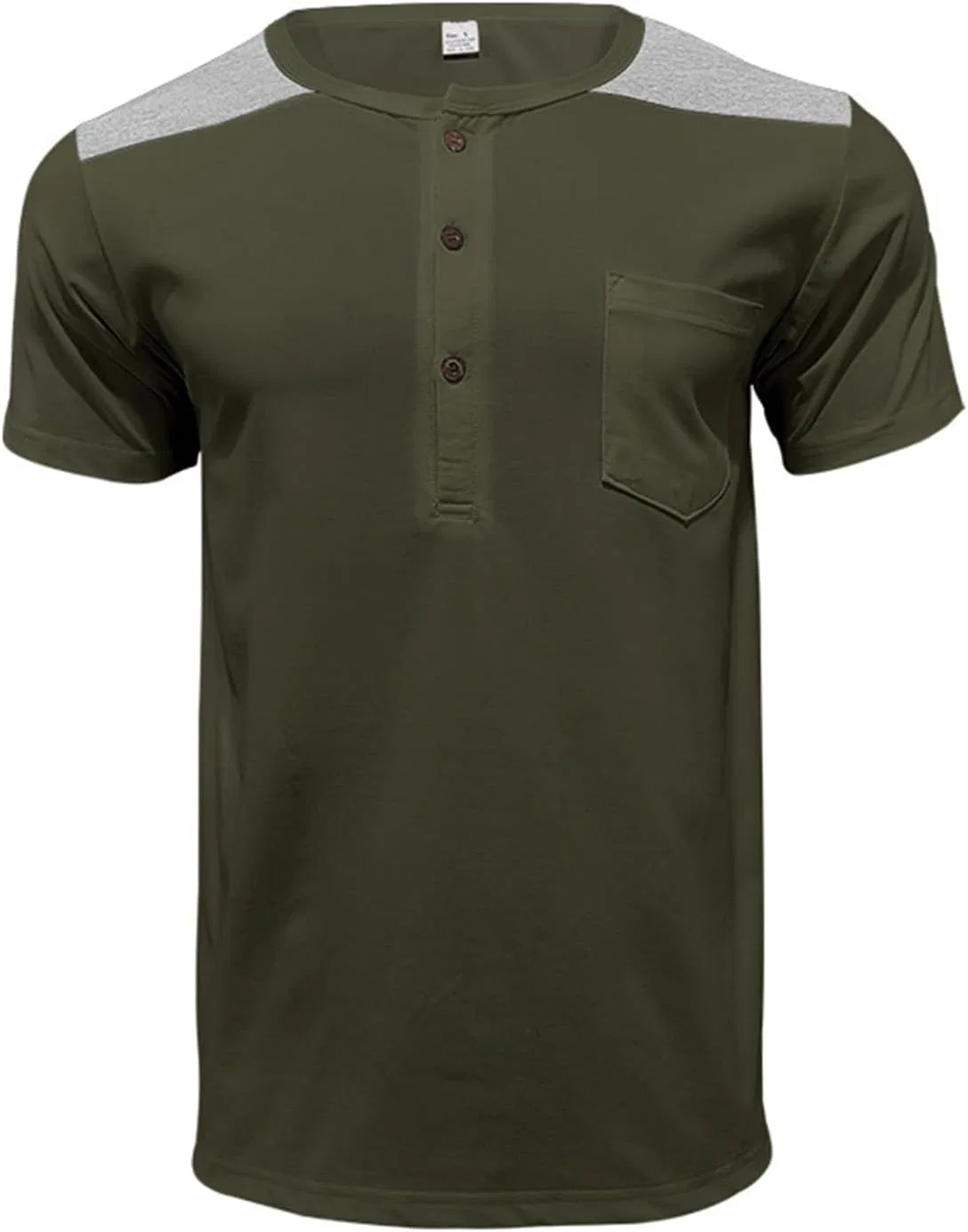 Мужская футболка с тремя пуговицами, Army Green