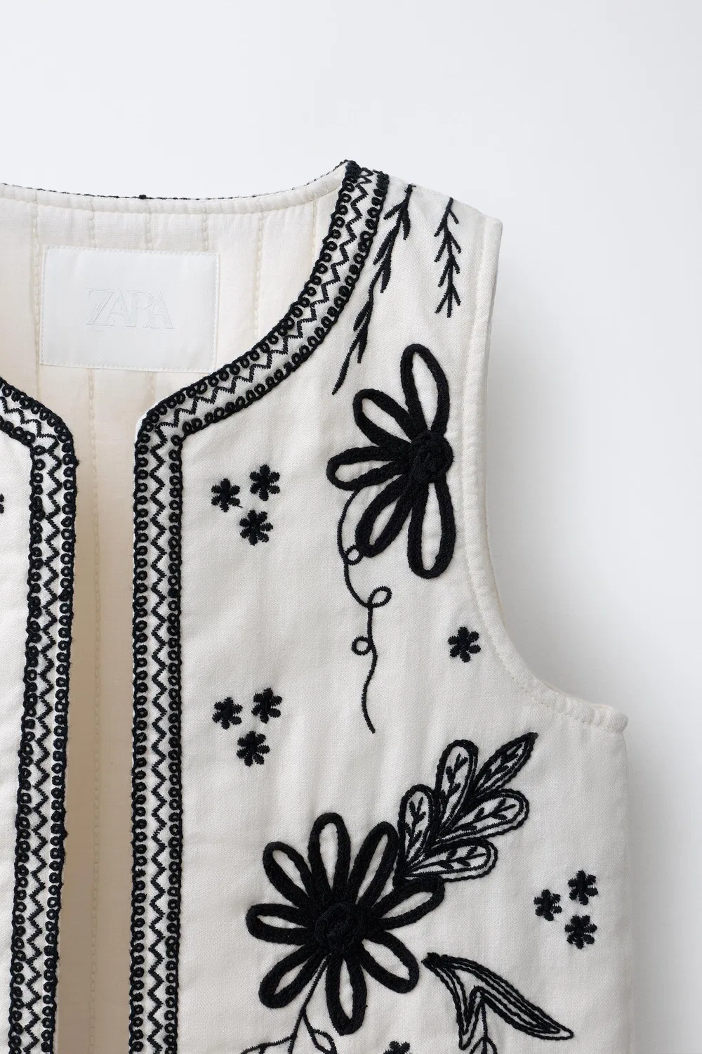 Вышитый жилет ZARA, White — фото 3