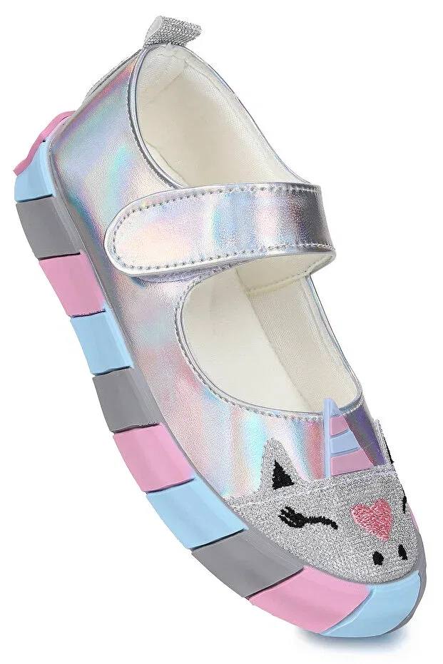 Детские балетки для девочек с подсветкой Kiko Kids, Silver