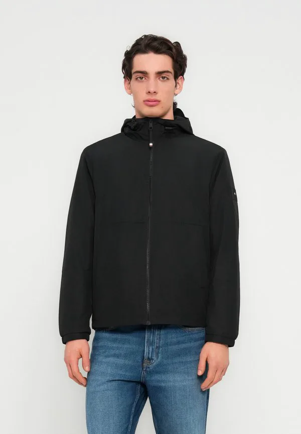 Куртка с капюшоном и застежкой-молнией в тон, межсезонная куртка. Tommy Hilfiger, Black