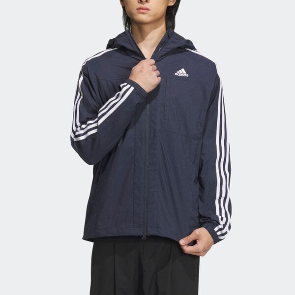 Куртка adidas Denim Look Regular Fit Stretch Woven Hooded Track Top 'Blue', синий — фото 2