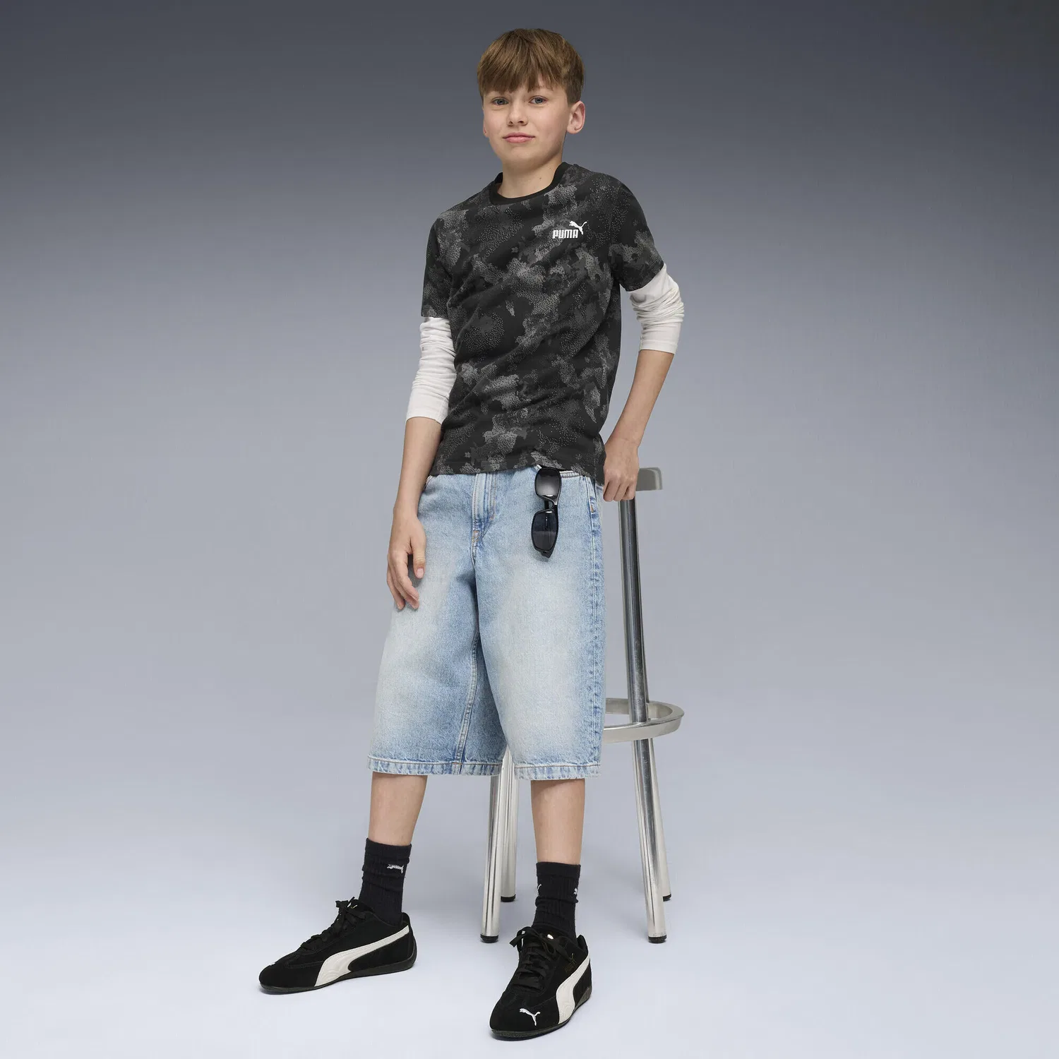 Детская футболка с принтом Essentials Camo T-Shirt Jungen Puma, Schwarz — фото 4