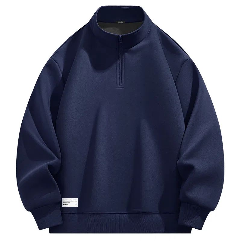 Детский свитшот на флисе с принтом MINISO, Navy Blue