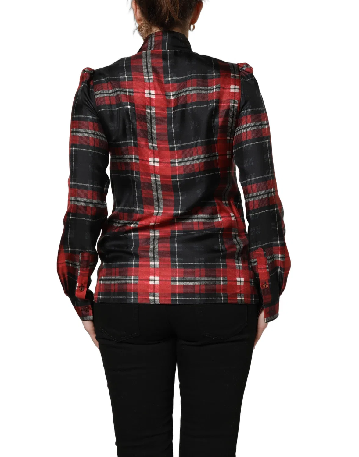 Женская блузка с длинным рукавом и завязкой на шее Dolce & Gabbana, Black and Red