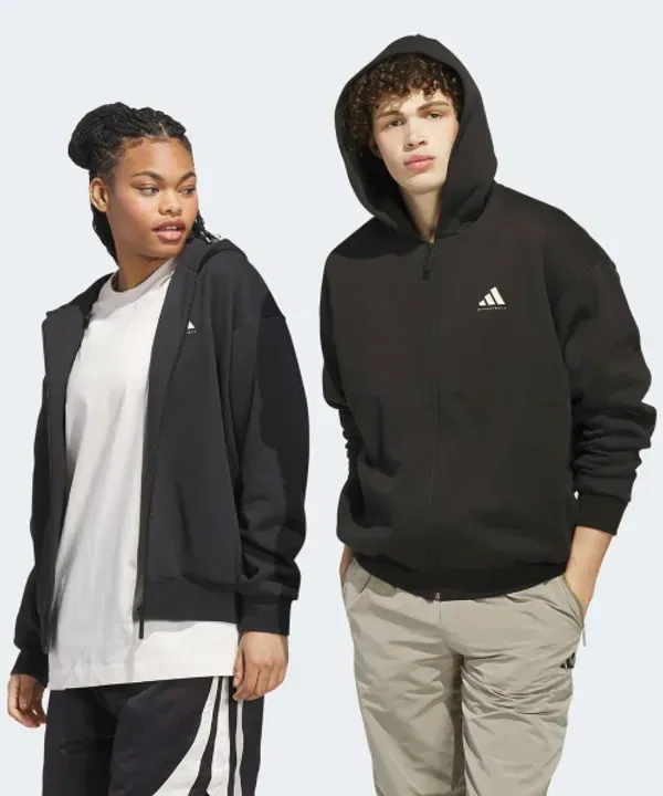 Худи баскетбольное с полной застежкой, Adidas, черный