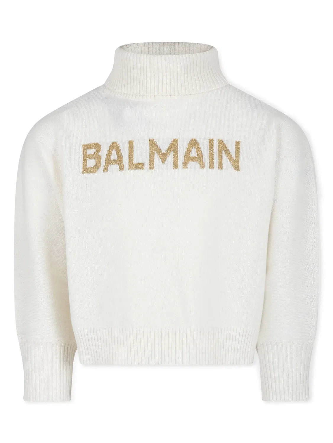 Свитер с интардией и логотипом Balmain, белый