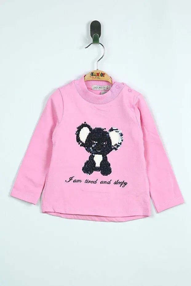 Детская футболка с вышивкой для девочек panda embroidered Toontoy, Pink