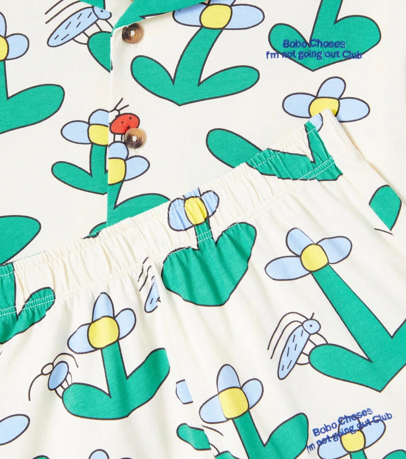 Комплект пижам из органического хлопка Dancing Flower Bobo Choses, белый — фото 2
