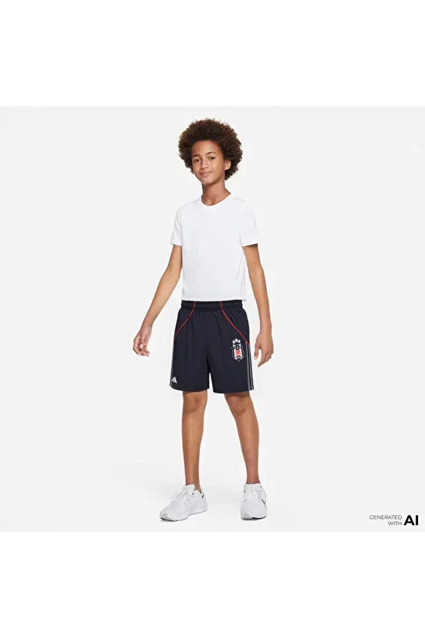 Детские шорты для девочек с принтом Beşiktaş jk 25/26 kids black alternate football shorts Adidas, Black