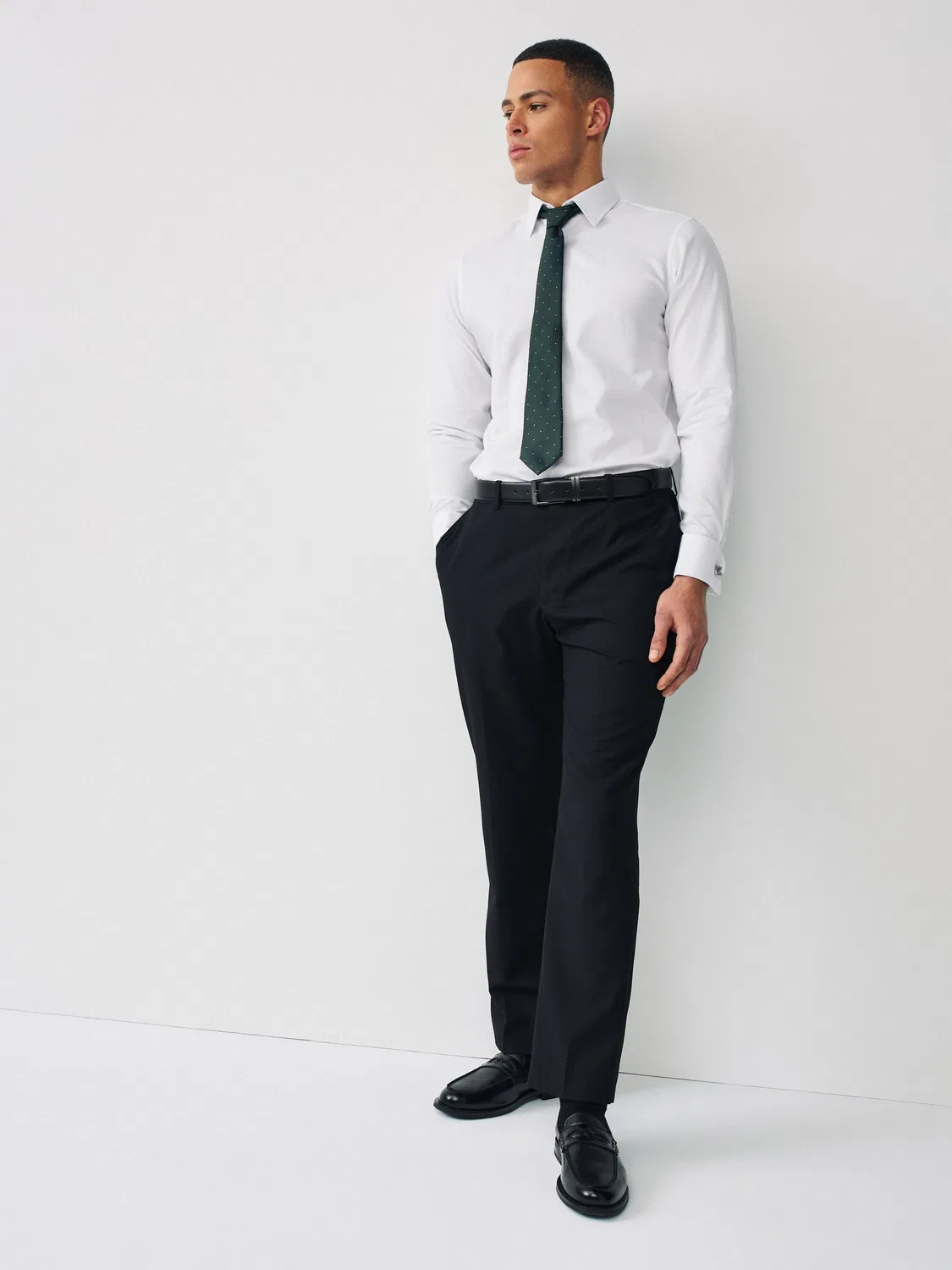 Рубашка Slim Fit из хлопка с полиэстером, Textured Easy Care Next, белый — фото 2