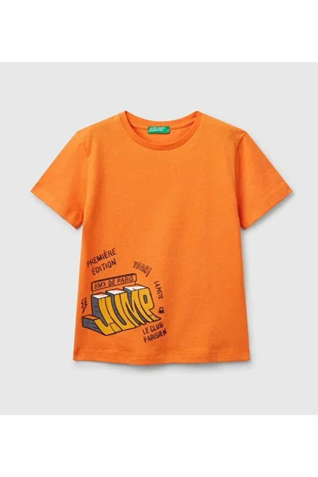 Детская футболка с коротким рукавом для мальчиков United Colors Of Benetton, Orange