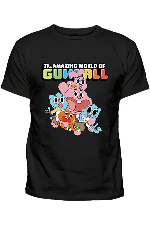 Детская хлопковое футболка для мальчиков Gumball the Amazing World Efendioğlu Design, Black