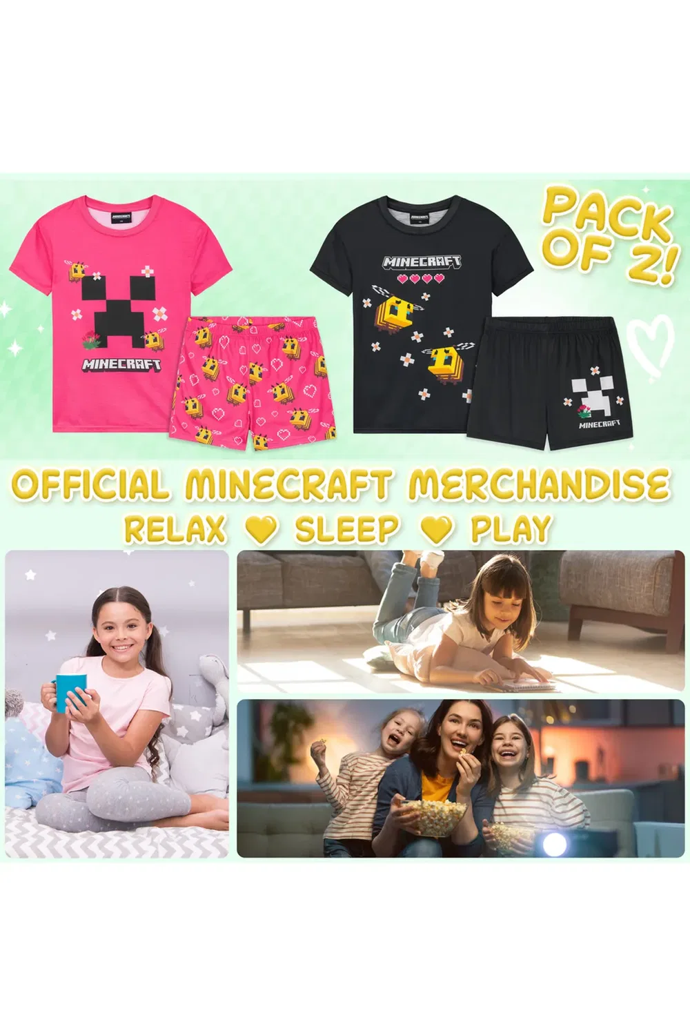 Детский комплект пижамы с коротким рукавом Minecraft, Multi — фото 2