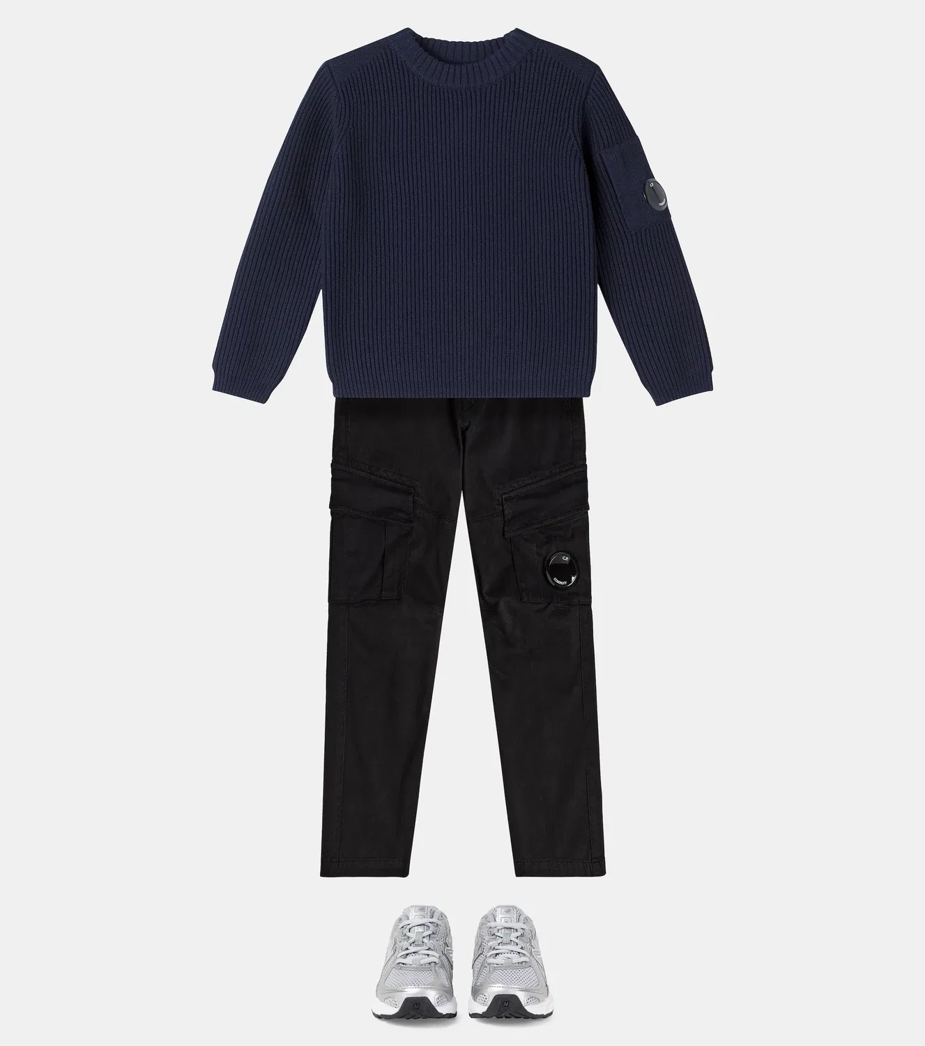 Свитер в рубчик из хлопковой смеси C.P. Company Kids, синий — фото 2