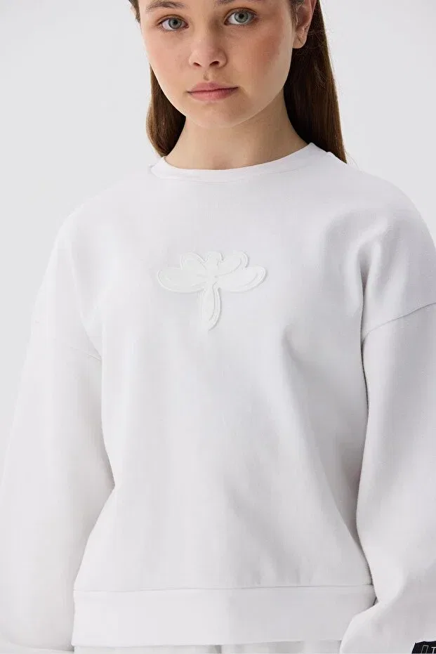 Детские свитшот для девочек хлопковый Tyess, White — фото 3