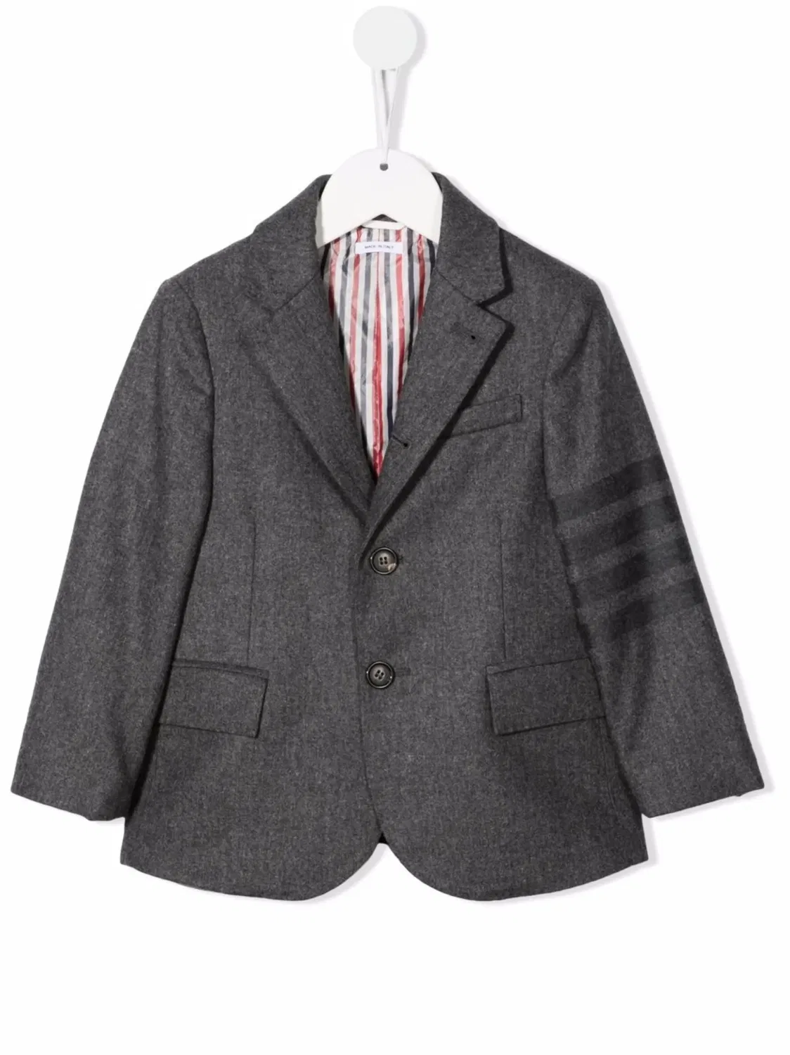 Детский однобортный шерстяной пиджак Thom Browne, серый