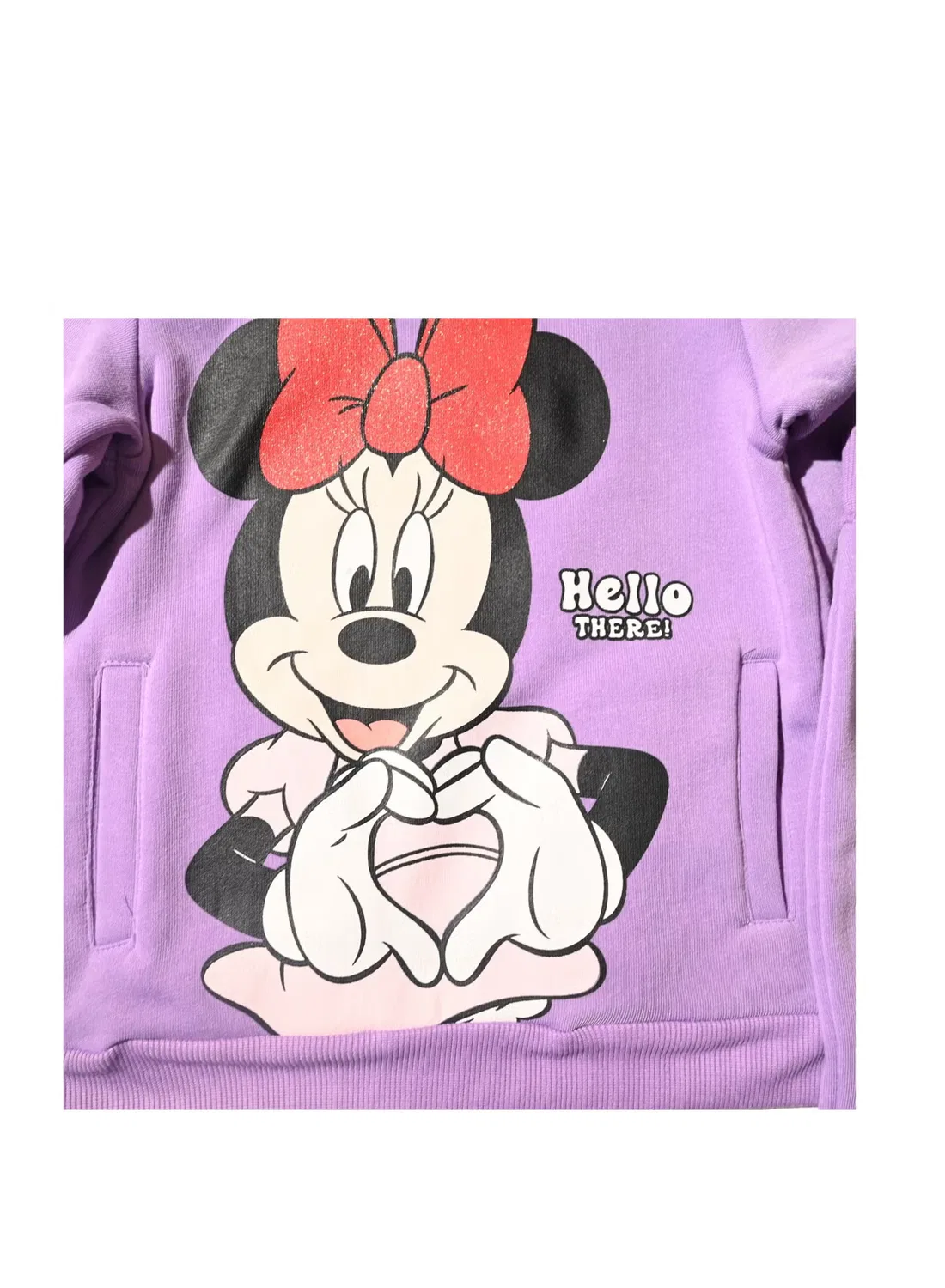 Комплект спортивный с капюшоном и принтом Minnie Mouse, фиолетовый — фото 2