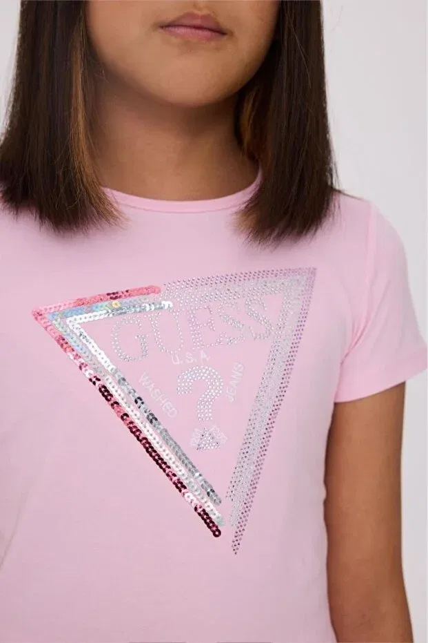 Детская футболка для девочек хлопковая Guess, Pink — фото 3