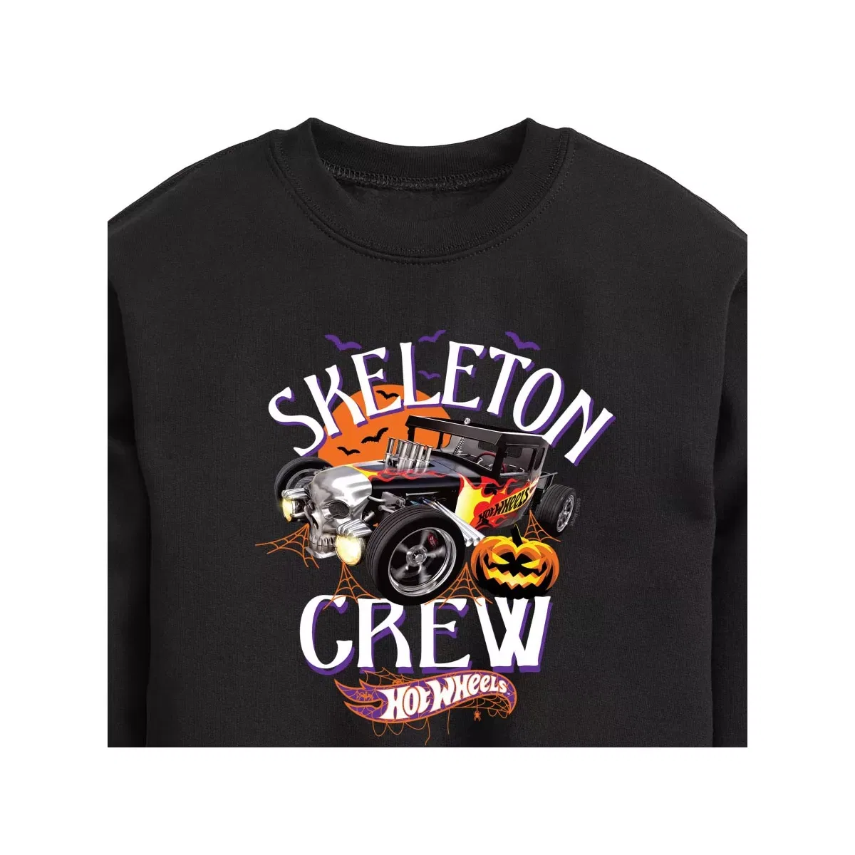 Детское худи для мальчиков с принтом Hot Wheels Bonecrusher Halloween Skeleton Crew, Hot Wheels, Black — фото 2