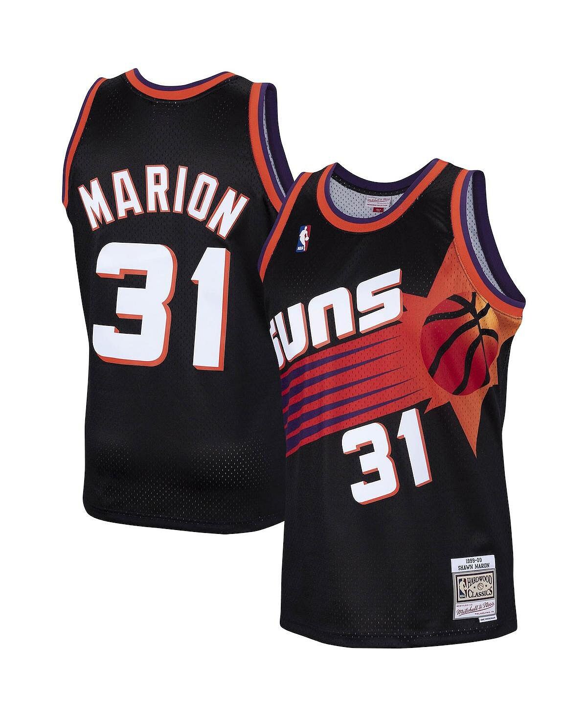 

Мужская футболка shawn marion black phoenix suns 1999-2000 hardwood classics swingman player джерси Mitchell & Ness, черный